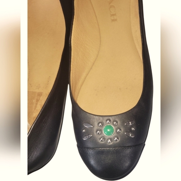 Coach Black Embellished Women's Leather Farrell Ballet Flats Size 7 B - Picture 5 of 8
